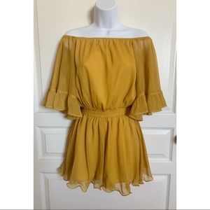 Vici off the shoulder chiffon romper. Size XS
